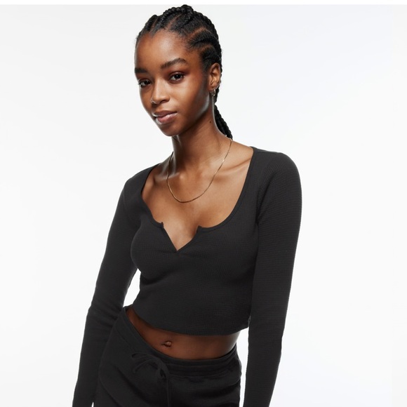 TNA Waffle Scoopneck Longsleeve Aritzia in beige✨ - Picture 1 of 4